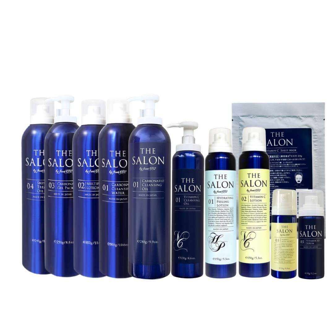 高濃度炭酸フェイシャルで使用するTHE SALON by fromCO2の製品ラインナップ